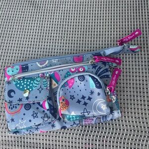 Lily Bloom Kids Space Print Multi-Pocket Pouch - Blue & Pink